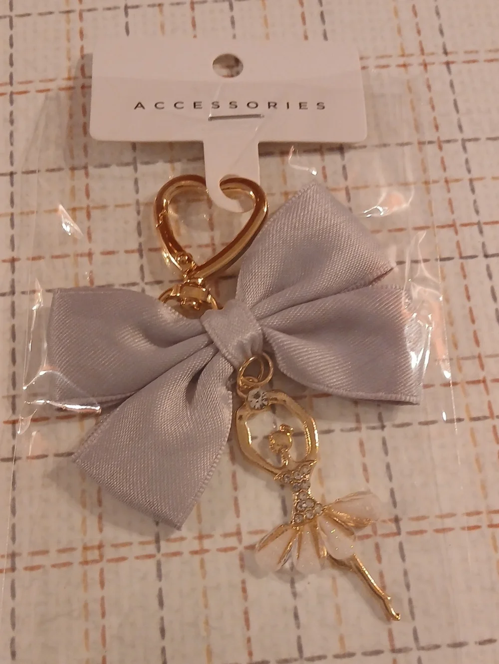 Bow and ballerina Bag Charm With Heart Clasp